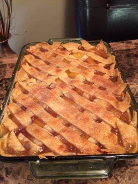 Hot peach cobbler right out of the oven!