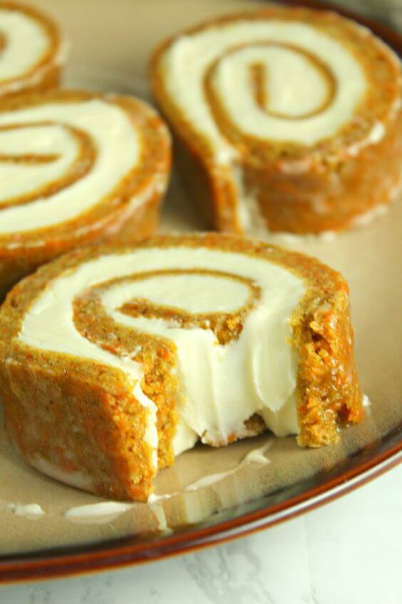 Carrot Cake Roll with Cream Cheese Filling