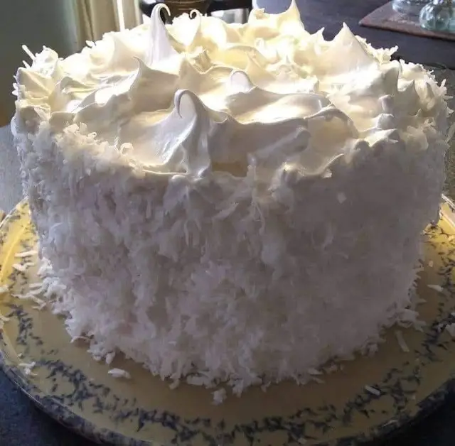 COCONUT CAKE FROSTED WITH THE FAMOUS 7-MINUTES FROSTING